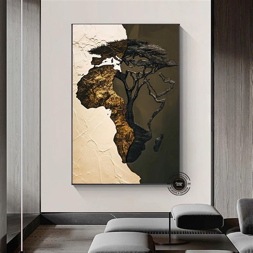 African Map Canvas Wall Art: Ready to Hang, Handmade - Etsy