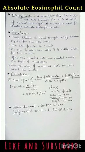 Absolute Eosinophil Count (AEC)/Pathology/DMLT