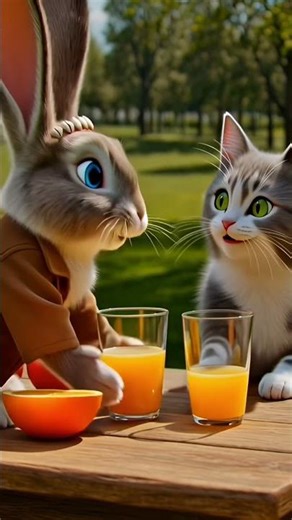 Rabbit’s Fun Juice Party with Friends 🐰🍹 #shorts #rabbitstory #animalfriends #juiceparty