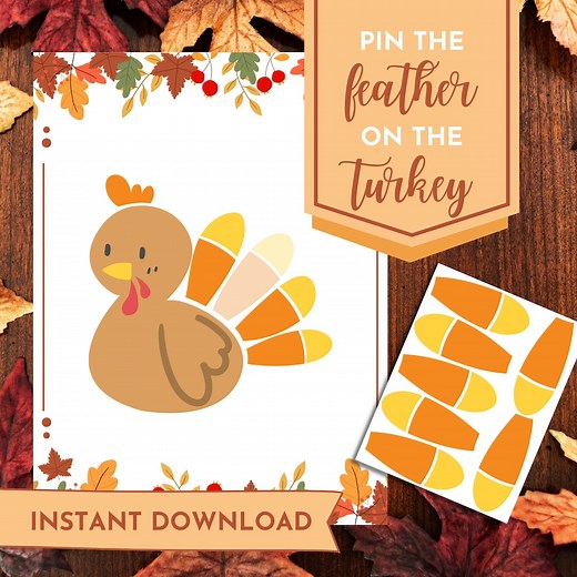 Thanksgiving Pin the Tail Party Game Printable, Pin the Feather on the Turkey, Fun Holiday Activity, Kids Game, School Activity - Etsy