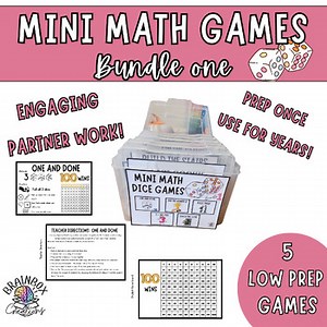 Bundle 1 Mini-math games- Dice games/ Partner games/Add and Subtract