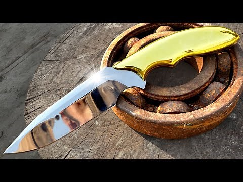Turning a Rusty Bearing into Shiny but Razor Sharp COMBAT KNIFE