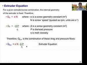 Extrusion of polymers- Extruder equation, Die equation and Process operating point