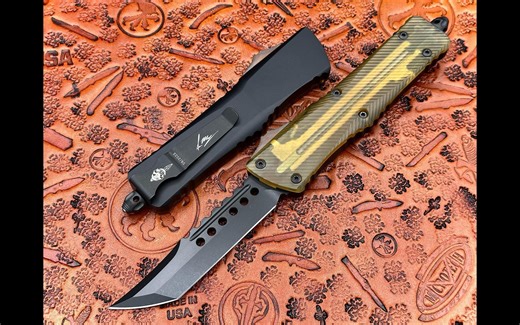 MT 微技术 DLC刃 纹理黄色透明聚合物Ultem黑铝柄地狱犬大龙