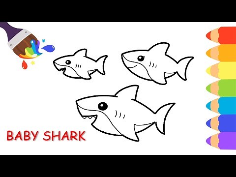 HOW TO DRAW BABY SHARK FAMILY 💗 EASY DRAWING TUTORIAL FOR KIDS 💗 DRAWING BABY SHARK
