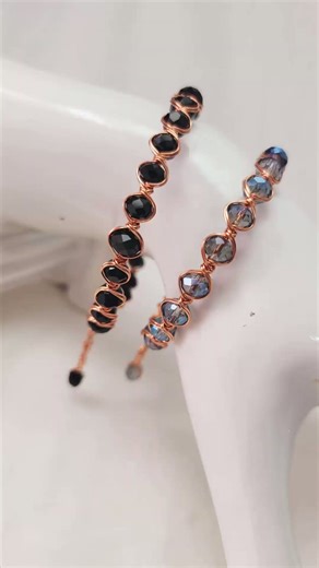 Simple bracelet | Wire wrap bead | Crystal #diy #diycrafts #jewelry #copperwire @LanAnhHandmade
