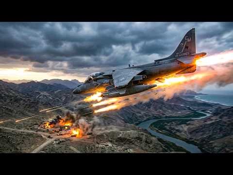 Watch This US AV-8B Harrier II Attack Jet Fires Incredible Firepower!