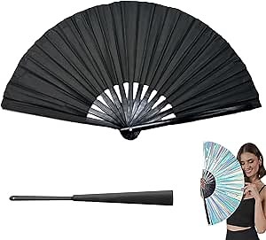 Line Dance Popping Fan, Boots on the Ground Hand Fan, Line Dance Fans Loud Clappers That Make Sounds, Folding Clack Fans Handheld for Music Festivals,Carnival, Party Decorations Supplies (Black)