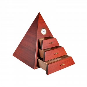 [Hot Item] Custom Luxury Creative Pyramid Shape MDF Wooden Cigar Humidor Storage Box