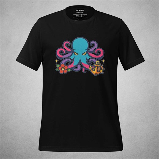 Octopus Folk Flash T-shirt – Sea Creature Shirt, Graphic Top and Statement Tee With Nautical Symbolism - Etsy