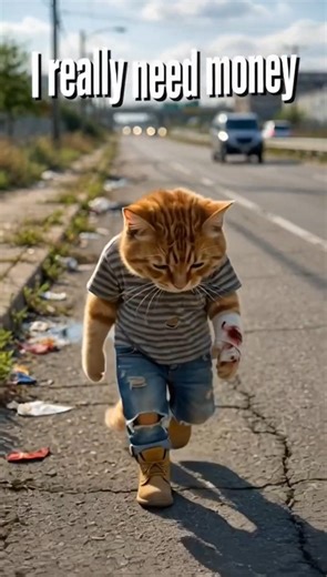 “From Struggle to Happiness: The Journey of an Anthropomorphic Cat 🐾💰”