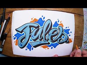 Je dessine votre prénom en graff - dessin graffiti - Jules
