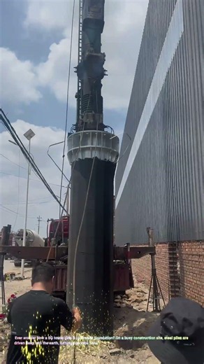 5G Tower Steel Pile Driving 🏗️ #5GTower #PileDriving #ConstructionTech