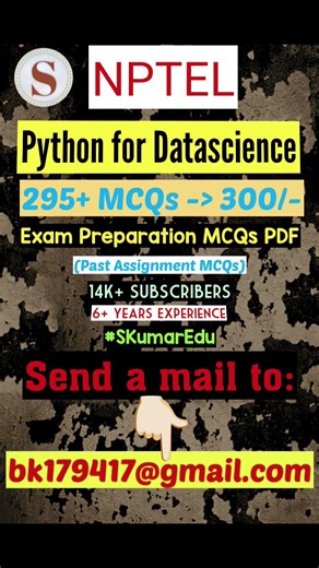 Python for Datascience || NPTEL Exam Preparation MCQs 2026 | Jan-Apr #nptel2026 #nptelexam