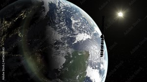 3d animated satellite in earth orbit in 4K resolution