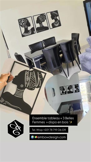 Ensemble tableau « 3Belles Femmes » en bois #tableauart #tableau3d #decointerieuredakar #viral #fyp