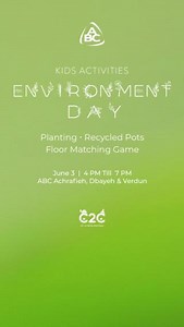 Teach them young & join us for enjoyable kids’ activities this #environmentday at ABC Achrafieh, L0, ABC Dbayeh Basement & ABC Verdun – LG. We are waiting for you! #ABCLebanon #KidsActivities | ABC Lebanon