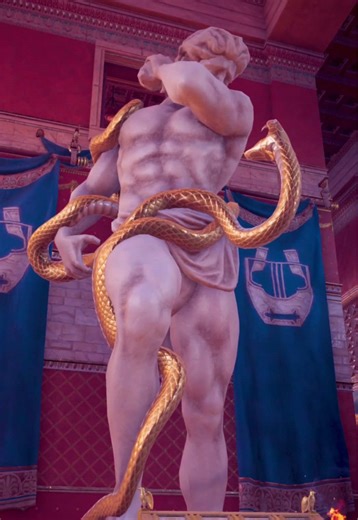 This is the Temple of Apollo, where myth says the god defeated Python , a giant serpent who guarded the sacred site of Delphi. After killing the beast, Apollo claimed the land and founded the Oracle, making Delphi the spiritual center of the ancient Greek world. The statue captures that moment , Apollo confronting the serpent not just as a god, but as a founder of order and prophecy. #temple #odyssey #oracle #delphi #fyp #apollo #ancient #wisdom