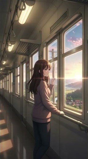 Anime Girl’s Quiet Train Ride (No Talking) 🌧️🚆#Anime #AnimeAesthetic #TrainRide #CozyVibes
