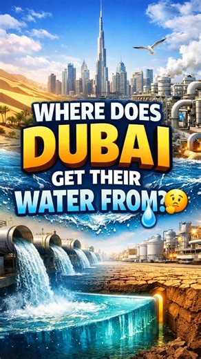 Globe.Geo.Tales on Instagram: "🚰 Dubai Drinks the Ocean?! 😲 Dubai looks like a desert… but lives like an oasis 🌴✨ So the big question is — where does Dubai get its water from? 🤔💧 The answer is simple but mind-blowing: the sea. 🌊 Dubai uses massive desalination plants that take salty seawater from the Arabian Gulf, remove the salt using advanced technology ⚙️, and turn it into clean drinking water 🚰. This process powers homes, hotels, malls, fountains, and even the tallest building in the