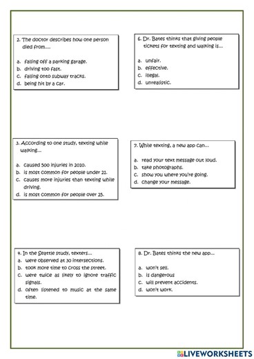 READING - WILLIAMSON online exercise for