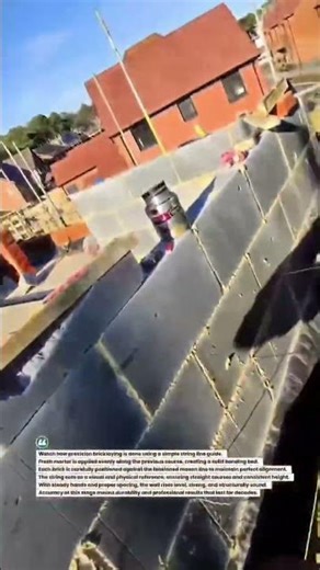 Perfect Bricklaying With String Line Guide #construction #bricklaying #masonry