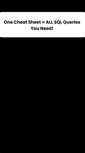 H | Tech & Programming on Instagram: "Comment “SQL” to get this cheat sheet!📩 #programming #coding #sql #webdevelopment #learntocode #softwaredeveloper #development #backenddeveloper #trending #reels #enginnering #softwareengineer"