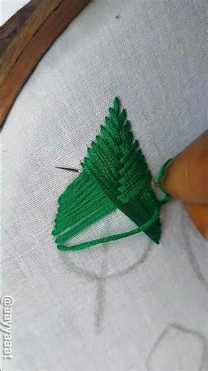 Basic leaf stitch embroidery #stitch #sewing #embroidery #handembroidery #shorts