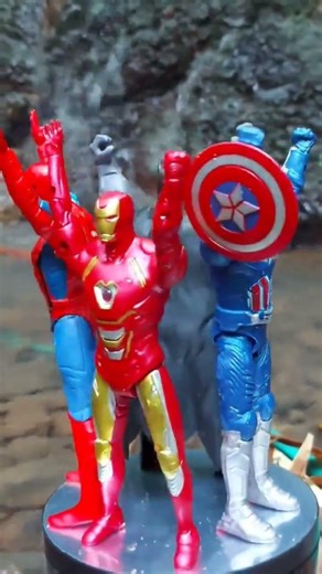 avengers superhero rotating view at the edge of the waterfall