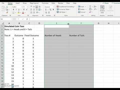 Simulating Coin Toss in Excel