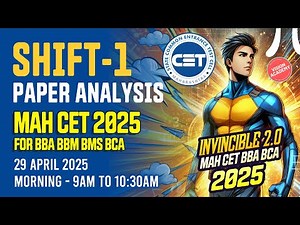 29 April Shift -1 Paper Analysis BBA BCA CET 2025 🚀 MAH CET 2025 BBA BBM BMS BCA