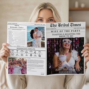 Bridal Shower Newspaper Program With Photo, Hen Party, Brida to Be, Editable Digital Template - Etsy