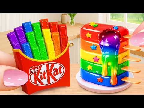 Satisfying Baking Miniature Melting Chocolate Ice Cream vs Rainbow Kitkat Cake 🌈 Mimi Little Bakes