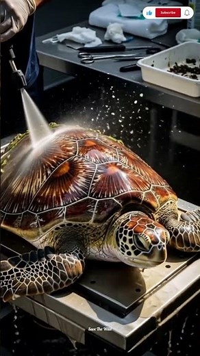 Turtle barnacles removal #rescue #turtle #barnacles