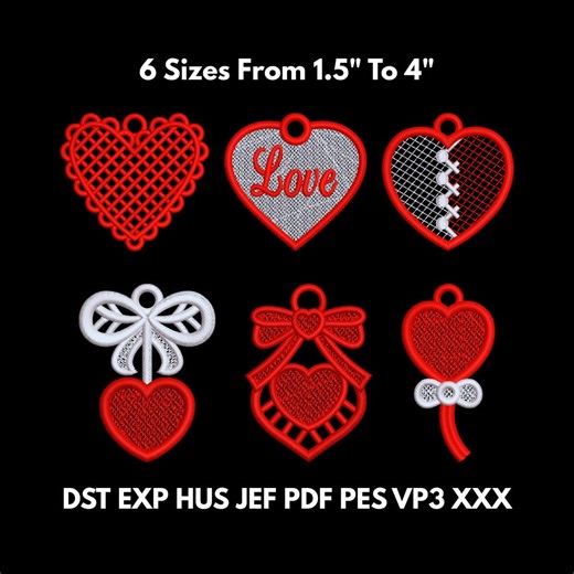 FSL Lace Heart Embroidery Designs – 6 Patterns in 11 Sizes (3"–8"), Instant Download - Etsy UK