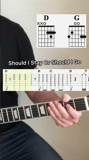 Should I Stay Or Should I Go Guitar + Tabs #guitartabs #guitartutorialforbeginners #guitarlesson