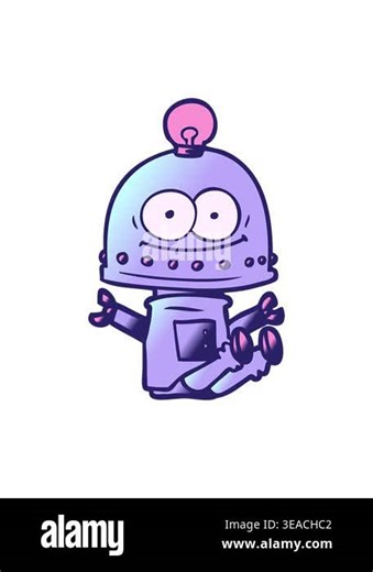 bobbing motion animation of happy robot with light bulb cartoon element Stock Video Footage - Alamy
