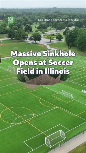😮 A giant sinkhole in the middle of a soccer field has forced the closure of a park in the United States. 🎥: Storyful. Keep up with all the latest live sport, news and analysis on the ABC Listen app: https://bit.ly/4cor3Oq | ABC Sport
