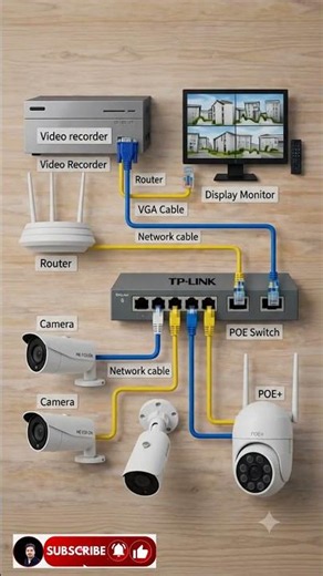 CCTV Network Complete Diagram Explained | IP Camera, PoE Switch, NVR & Router Connection #cctv