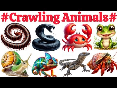 Crawling Animals​🐍| Learn 20 Crawling Animals in English | Learning Videos for Tollders Kindergarten