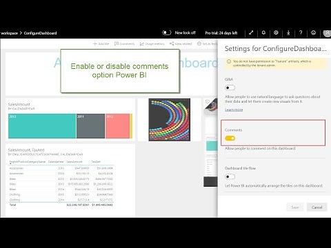 Enable and Disable Comments on a dashboard Power BI service