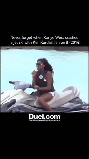 HISTORY SURFEIT on Instagram: "A viral video from around 2014 shows a jet ski accident where one jet ski launches off another near a beach, narrowly missing a woman. For years, rumors claimed the people in the video were Kim Kardashian and Kanye West, fueling internet memes and speculation. However, the video does not feature them. It was filmed in the Bahamas and shows two unidentified individuals involved in the stunt.tThe mistaken identity spread due to the riders’ resemblance to the celebrit