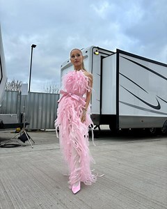 Ariana Grande’s Take on Barbiecore Includes a Baby-Pink Ribbon Dress