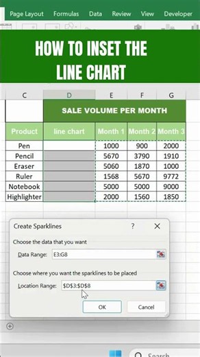 How to Insert a Line Chart in Excel | Excel Line Chart Tutorial for Beginners 📊 |#excel #exceltricks