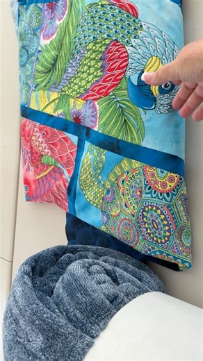 Closet Quilter starting the Ocean Panel Quilted on a Blanket using wool batting