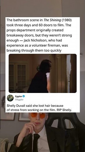 The bathroom scene in The Shining (1980) took three days and 60 doors to film. The props department