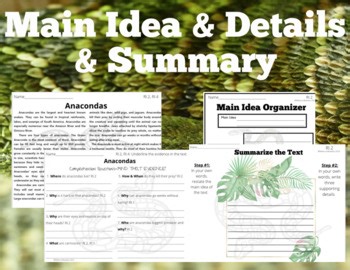 Informational Text BUNDLE- Main Idea, Details and Summary-5 Nonfiction passage