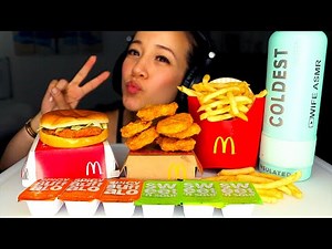ASMR MCDONALDS MUKBANG EATING CHICKEN NUGGETS SPICY CHICKEN SANDWICH FRIES WIFE ASMR
