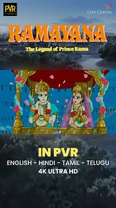 1.8K reactions · 15 comments | Experience the epic journey of Prince Rama like never before! ✨ Ramayana: The Legend of Prince Rama is now screening in stunning 4K Ultra HD at PVR City Center. Available in English and Hindi—don’t miss this legendary tale on the big screen! PVR Cinemas, City Center Mall, Guwahati #CityCenterMall #ProudToBeIndian #HistoryInTheMaking #Guwahati | City Center Mall - Guwahati | Facebook