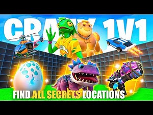 CRAZY 1V1 FFA ALL GUNS & RIDES MAP FORTNITE CREATIVE - ALL SECRETS LOCATIONS (SECRET CODE) PART 17